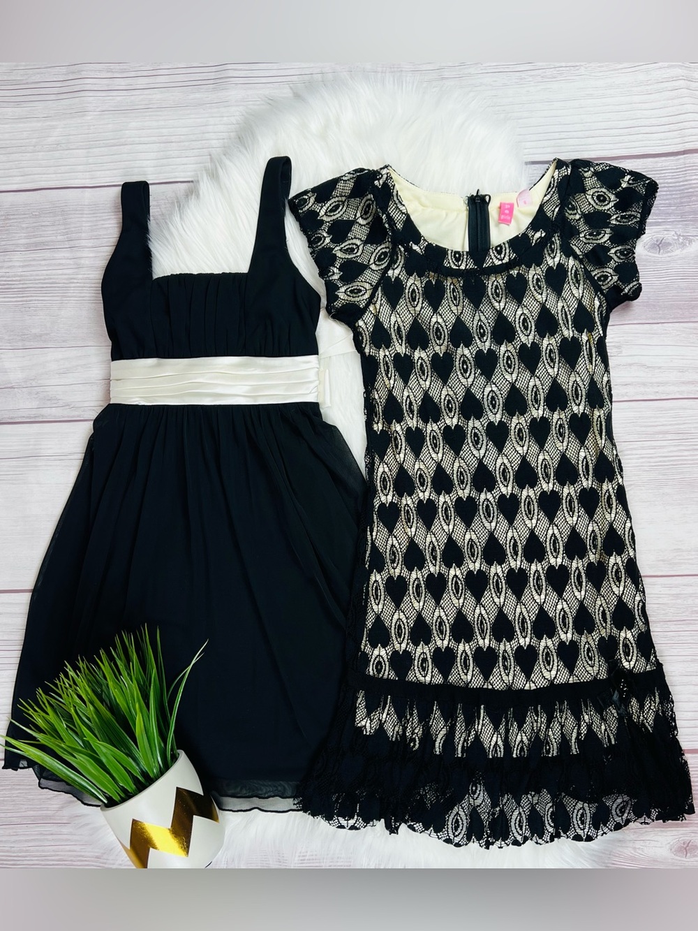 Girls Black Formal Dress Bundle Lace Tulle Party Dress Size 8 2pc